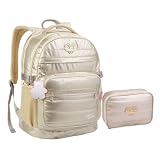Kit Mochila e Estojo Juvenil Bolso Notebook Lorena (Dourado)