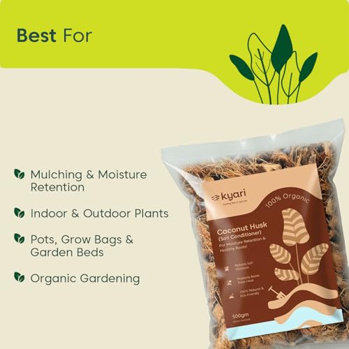 Image of KYARI Coconut Husk Chips 500g | Coco Husk for Orchids, Anthuriums & Tropical Plants | Improves Aeration & Moisture Retention | Organic Growing Medium