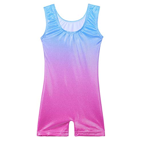 XFGIRLS Leotards for Girls Gymnastics with Shorts Dance Unitards Biketards Blue Purple