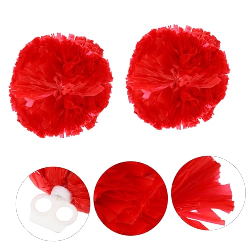 BRIGHTFUFU 2 Unidades Baile das Cheerleaders pompons de líderes de torcida vermelhos pompons líder d