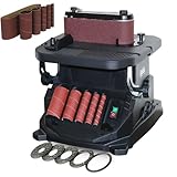 Levigatrice verticale oscillante a mandrino e a nastro, macchina combinata 2 in 1 per la lavorazione del legno con 5 manicotti abrasivi, tavolo inclinabile a nastro da 4x24 pollici 0-45°