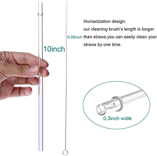 Dakoufish 10 Inch Reusable Thick Tritan Replacement Drinking Straws For 16 Oz & 24 Oz Mason Jar Tumblers,Dishwasher Safe， Set Of 12 Pcs Straws With Cleaning Brush (10Inch, 7Color) #TOP5