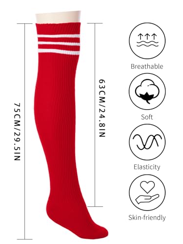 Image of Abodhu Womens Thigh High Socks, Over Knee Socks for Women, Striped Knit Long Tall Stockings, Cosplay Casual Socks