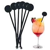 200Pcs Cocktail Swizzle Sticks, 7 Inches Disposible Plastic Disc Top Drink Stirrers Black Drinks Mixing Rod for Coffee Milk Cocktail Whiskey Beverage Bar (Black)