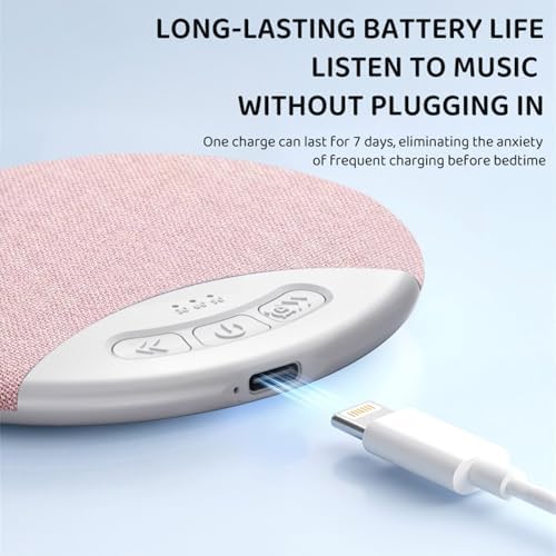 Bluetooth Pillow Speaker, Sleep Pillow Speaker for Sleeping – Mini Bone Conduction Sleep Aid with Stereo Bass with White Noise, Private Sleep Headphones for Adult Kids (Pink) — view 6