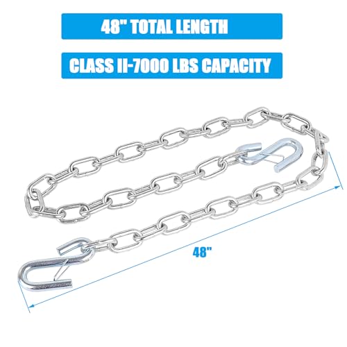 Image of 48 inch Trailer Safety Chain w / 17 /32 inch Hooks 7000 lbs 2 Pack