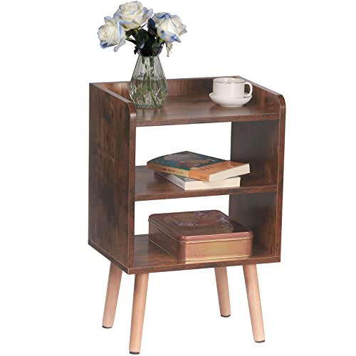 Lucknock Nightstand, Mid-Century Modern Bedside Tables With Storage Shelf, Minimalist And Practical End Side Table, Fashion Bedroom Furnitur,Rustic Brown. #TOP4