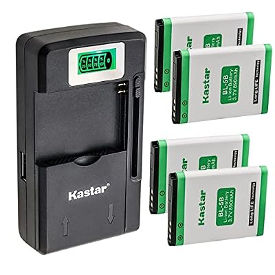 Kastar 4-Pack BL-5B Battery and Smart LCD Charger Replacement for VJIANGER 4K 48MP Mini Digital Compact Camera, Saneen 4K Small Compact Digital Camera, Avantree 10BS, 10BP and CK-11