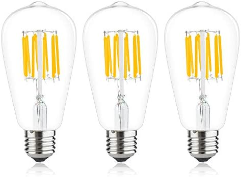 Bonlux 3-Pack 10W ST64 E27 LED Long Filament Bulb Natural White 4000K Edison Screw ES LED Squirrel Cage Antique Bulb 100W Incandescent Equivalent (Non-dimmable)