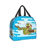 ZUNPNG Niedliche Cartoon-Anaconda-Lunchtaschen für Damen und Herren, wiederverwendbare Lunchtasche für Arbeit, Picknick, Strand