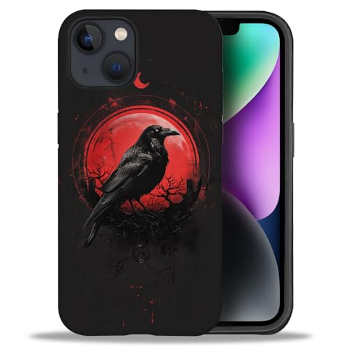 Coque durable iPhone 14 drôle imprimé mat silicone souple lune rouge
