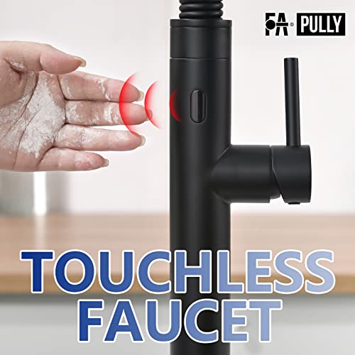 Fapully Black Kitchen Faucet With Pull Down Sprayer,Touchless Motion Sensor Single Handle Faucet For Kitchen Sink #TOP3