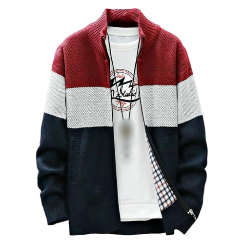 Cardigan chaud en tricot pour homme avec fermeture éclair et doublure polaire