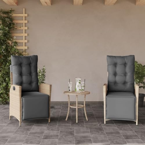Mimdixy Sillón de jardín con reposapiés, 2 unidades, ajustable de polirratán, muebles de jardín para jardín, salón, patio, terraza y balcón