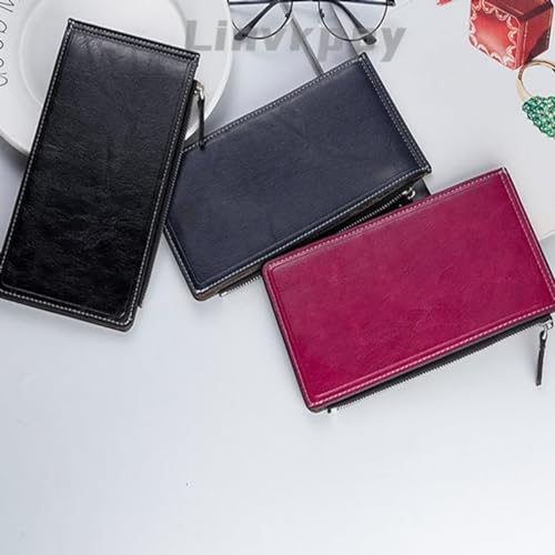 Leather women Wallet, Credit Carder Holder Purse,Coin pocket,Wallet Leather Purse Ultra-thin Card Holder Slim Multi Card Wallet Clutch Purse (Black)3