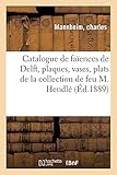  Catalogue de faïences de Delft, plaques, vases, plats, assiettes de la collection de feu M. Hendlé