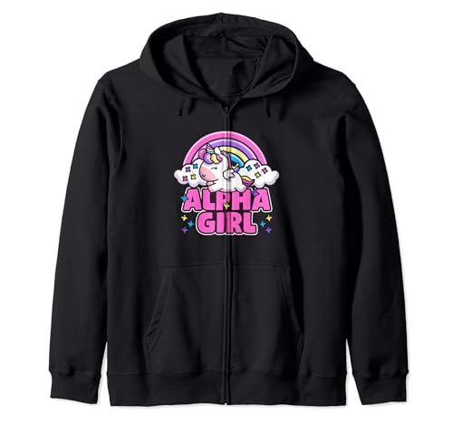 Alpha Girl Rainbow Unicorn Divertido Humor Sarcástico Sudadera con Capucha