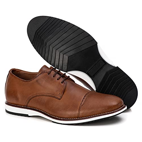 Sapato Oxford Casual Masculino Brogue Premium Couro Confort Andora cor:Marrom;Tamanho:41