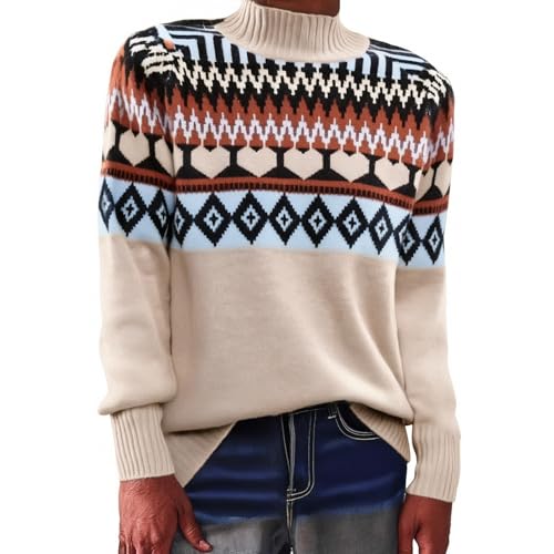 pullover damen, Pullover Norwegermuster Damen, pulli baumwolle damen, Rauten Pullover Damen, hoodie teenager mädchen oversize, Oberteile,...
