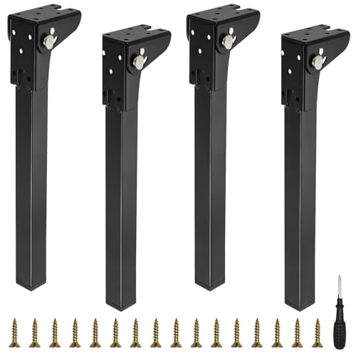4 patas de mesa plegables, 60 cm, patas de escritorio de metal, color negro, patas plegables para muebles, patas de mesa con protector de suelo, patas de metal para escritorio, mesa de comedor, mesa