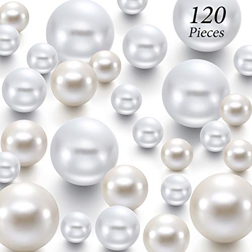 Hicarer 120 Pieces Pearl for Vase Filler Pearls Bead for Vase Makeup Beads