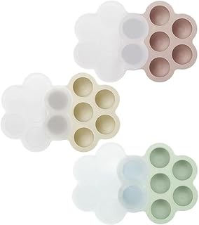 PandaEar Lot de 3 plateaux de congélation pour bébé avec couvercles, récipient de stockage en silicone pour aliments faits maison pour bébé, fruits, purées et lait maternel (rose/vert/lin)