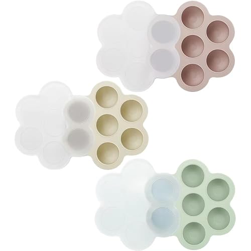 PandaEar Paquete de 3 bandejas congeladoras de alimentos para bebés con tapas, contenedor de silicona para almacenamiento de alimentos para bebés