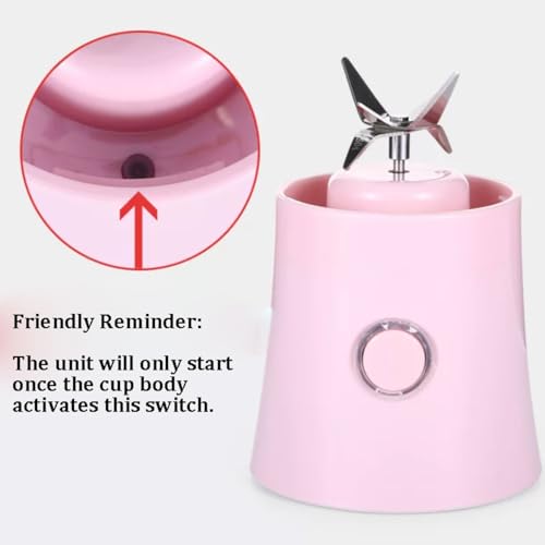 Szklany przenośny blender 6 ostrzy przenośna sokowirówka potężna elektryczna sokowirówka USB do kuchni biura podróży siłowni (bladoczerwony)