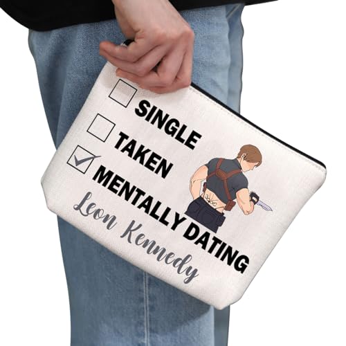 PYOUL Games Inspired Gift Mentally Dating Leon K Makeup Bag Leon K Lover Cosmetic Bag Video Games Fan Gift Games Merch (Dating Leon K Bag) - Image 2