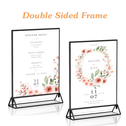 Ukontagood 8 Pack Black Acrylic Sign Holder, Clear Acrylic Wedding Table Number Holder Stands, Picture Frames Double Sided, Clear Easel Table Stands for Signs for Wedding, Home, Restaurant (4''×6'') by Ukontagood - Used condition - Image 3