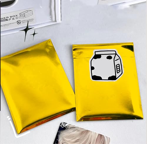100 Metallic-Umschläge, goldfarben, mit selbstklebendem Verschluss, Metallic-Beutel, farbig, für Geschenke, Büro und Einladungen, Hochzeitsgäste, Eventkarten (Gold-Glitzer, 6 x 10 cm (100 Stück))