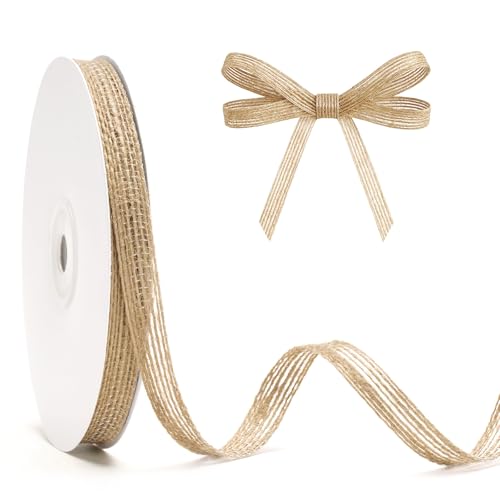 joycraft Burlap Ribbon - 3/8 Inch x 20 Yards Natural Jute Craft Ribbon