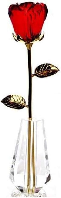 Amazon 桜の雪 一輪挿し 付 クリスタル ガラス の ローズ 薔薇 インテリア オシャレ プレゼント ギフト 置物 収納 ボックス 入り レッド 置物 オブジェ オンライン通販