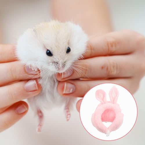 SWOOMEY Bunny Shaped Pink Polar Fleece Pet Hat for Small Pets and Chinchillas Festive Cartoon Design for Christmas Holidays and Special Occasions — view 5
