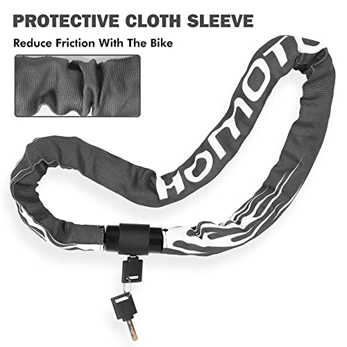 Bike Lock with Key, 100cm Length Bicycle Lock, Bike Locks High Security, 360 Rotatable Lock Head with Waterproof Keyhole Cover, Chain Lock for E Bike/Motorcycle/Door/Gate/Fence Grey - Image 4