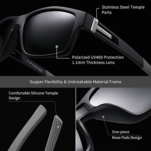 Image of suoso Polarized Sports Sunglasses for Men: UV400 Protection Glasses Wrap Around Goggles for Driving Fishing