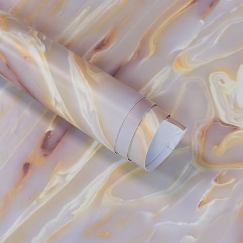 Boobest 345"x31" Wide Glossy Marble Contact Paper Pink Purple Granite