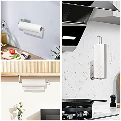 Luxbon Kitchen Roll Holder Wall Mounted Silver Paper Towel Holder for Kitchen and Bathroom, No Drilling (31cm)