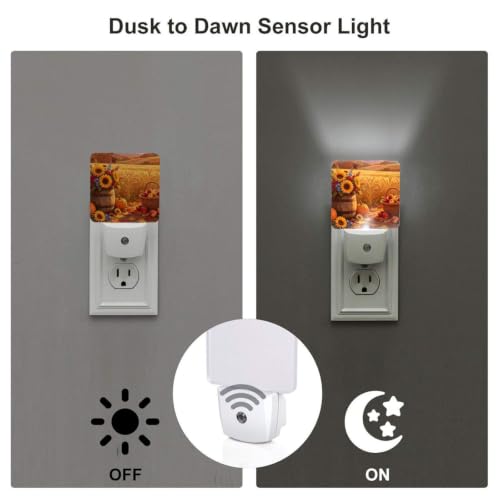 Image of Farmhouse Sunflowers Autumn LED Plug-in Nightlights 2-Pack for Bathroom