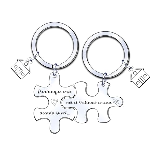KJKJKJ Regalo di San Valentino Unisex Portachiavi Ci Vediamo a Casa Per Coppia in Acciaio Inox Ciondolo Casa Casetta Carina Chiavi Regalo di inaugurazione Della Casa Per Moglie Marito (0)