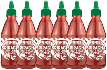 Yumsu Sriracha Hot Chilli Sauce 490g Authentic Thai-Style Garlic Chilli Sauce, Spicy & Bold, Perfect for Dipping, Stir-Fries, and Marinades Assorted Packs Pack of 6
