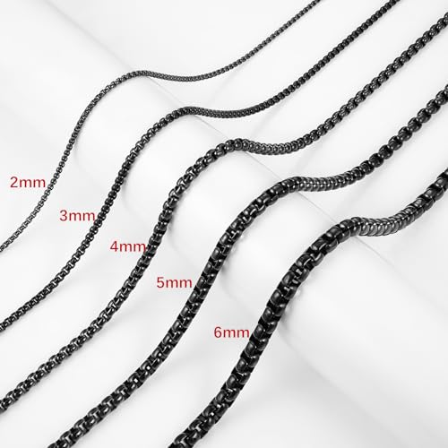HZMAN 2-6mm Rolo Chain for Men Women Stainless Steel Men's Chain Necklace Round Box Link Chain Necklace 16-30 Inch4