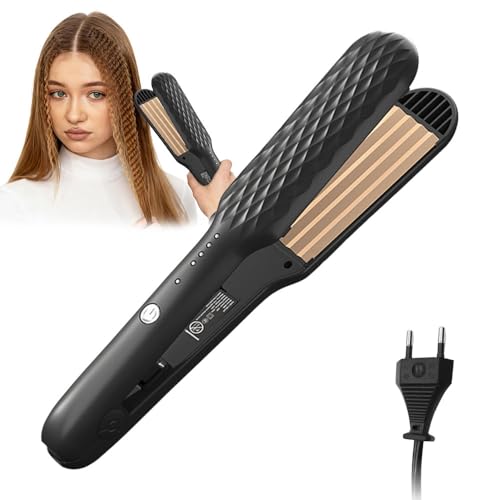 Hair Crimpers for Women, Crimpers Hair with 4 Heat Setting, Ceramic Crimping Tool Hair Fast Heating Fluffy Hairstyle & Volume, Corn, Waves for All Hairs Types