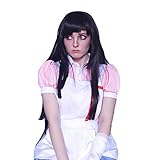 NUOQI Mikan Tsumiki Cosplay Wig for Dangan Ronpa 2 Womens Long Straight Dark Purple Anime Wigs RW140