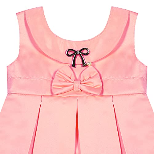 Image of SELVEL Baby Girls Frock Dress | Pleated Knee-Length Satin Dress (STN-PB-0361)