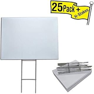 Visibility Signage Box of 25 Blank Yard Signs 18x24 with H-Stakes for Graduations