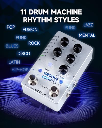 Image of MOOER Groove Looper Pedal Drum Machine Stereo Guitar Loop Recorder Pedals with 140 Minutes Loops 121 Drum Grooves Editor Software (X2)