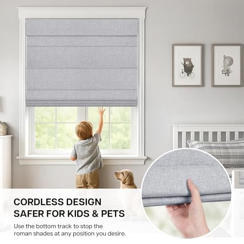 LazBlinds No Drill Roman Shades, Blackout, 25" W x 72" H, Grey by LazBlinds - Used condition - Image 5