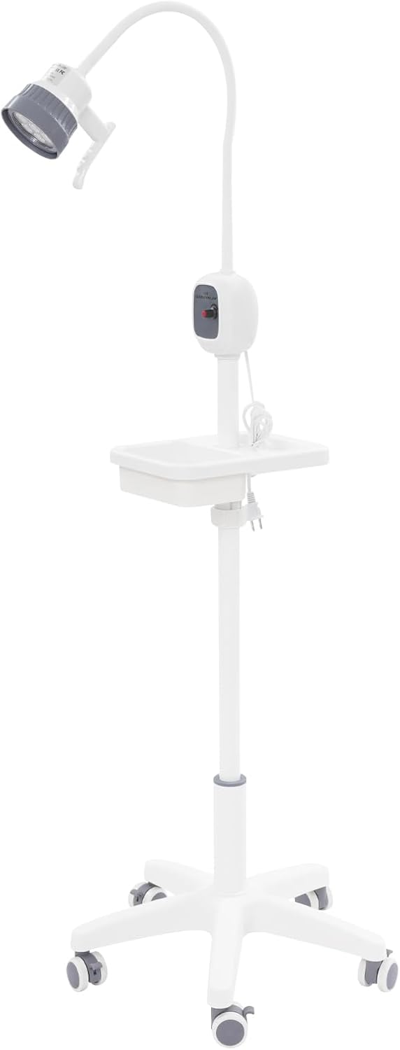 Surgical Examination Light Lamp 12W Floor Stand Type Medical Exam Lamp, w/Universal Wheels, for Outpatient Medical Examinations (Adjustable Light+Handle Box)