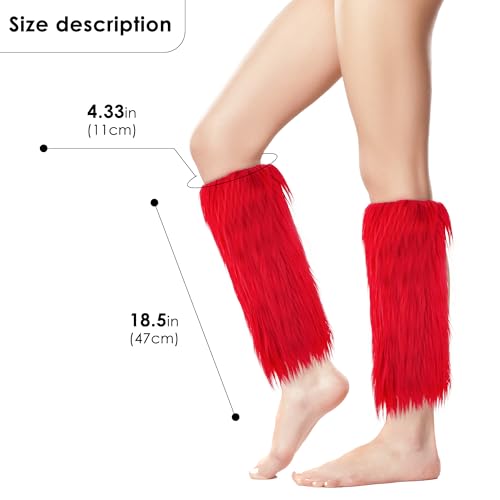 Image of Furry Leg Warmers, Women Faux Fur Leg Warmers Furry Fuzzy Winter Boot Cuffs Cover (1 Pair)